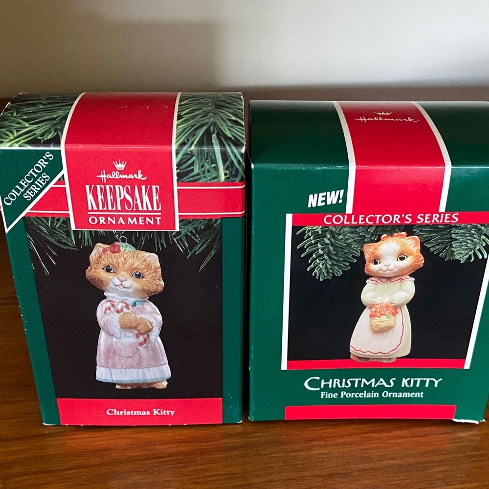 VTG Hallmark Christmas Kitty Ornaments NIB